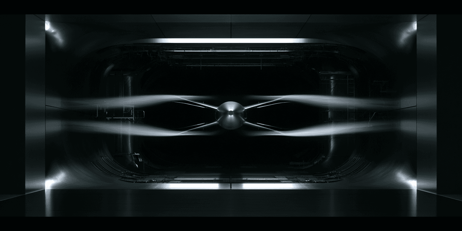 Concept image of a vehicle in a wind tunnel